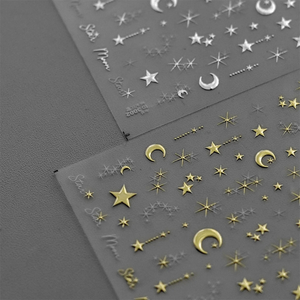 1PC 5D Nail Stickers Gold Silver Star Moon Accessories