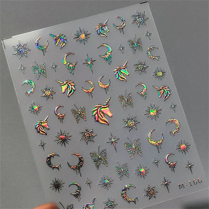 1PC 5D Nail Stickers Gold Silver Star Moon Accessories