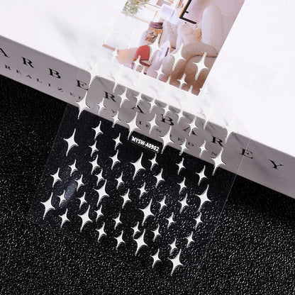 3D Silver Rose Gold Hollow Cross Star Nail Art Stickers