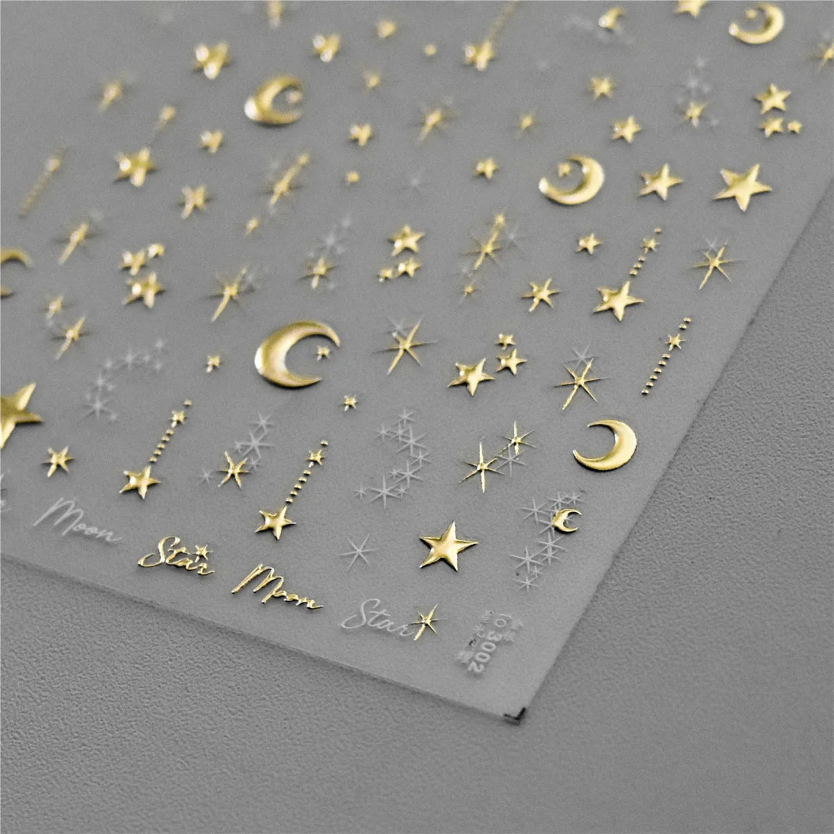 1PC 5D Nail Stickers Gold Silver Star Moon Accessories