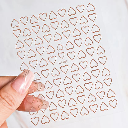 3D Silver Rose Gold Hollow Cross Star Nail Art Stickers