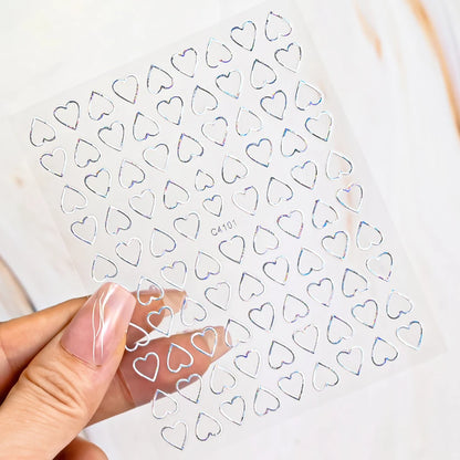 3D Silver Rose Gold Hollow Cross Star Nail Art Stickers